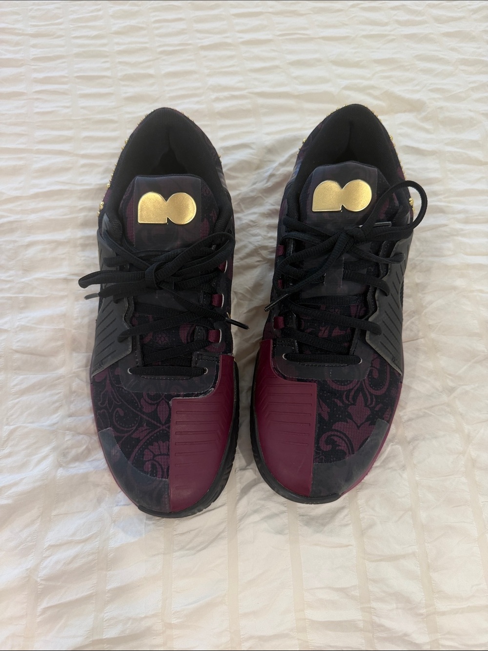 Nike Air Zoom Osaka Gold Logo Black & Burgundy Athletic Tennis shoes